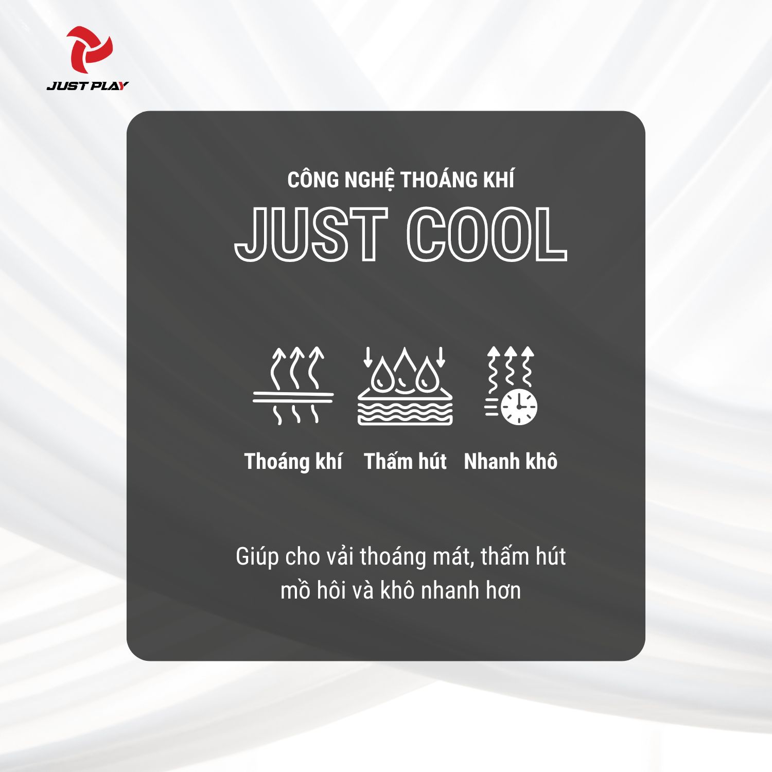 Công nghệ thoáng khí Just Cool Bộ Quần Áo Bóng Đá Just Play PASSAT II – Màu Xám Đen