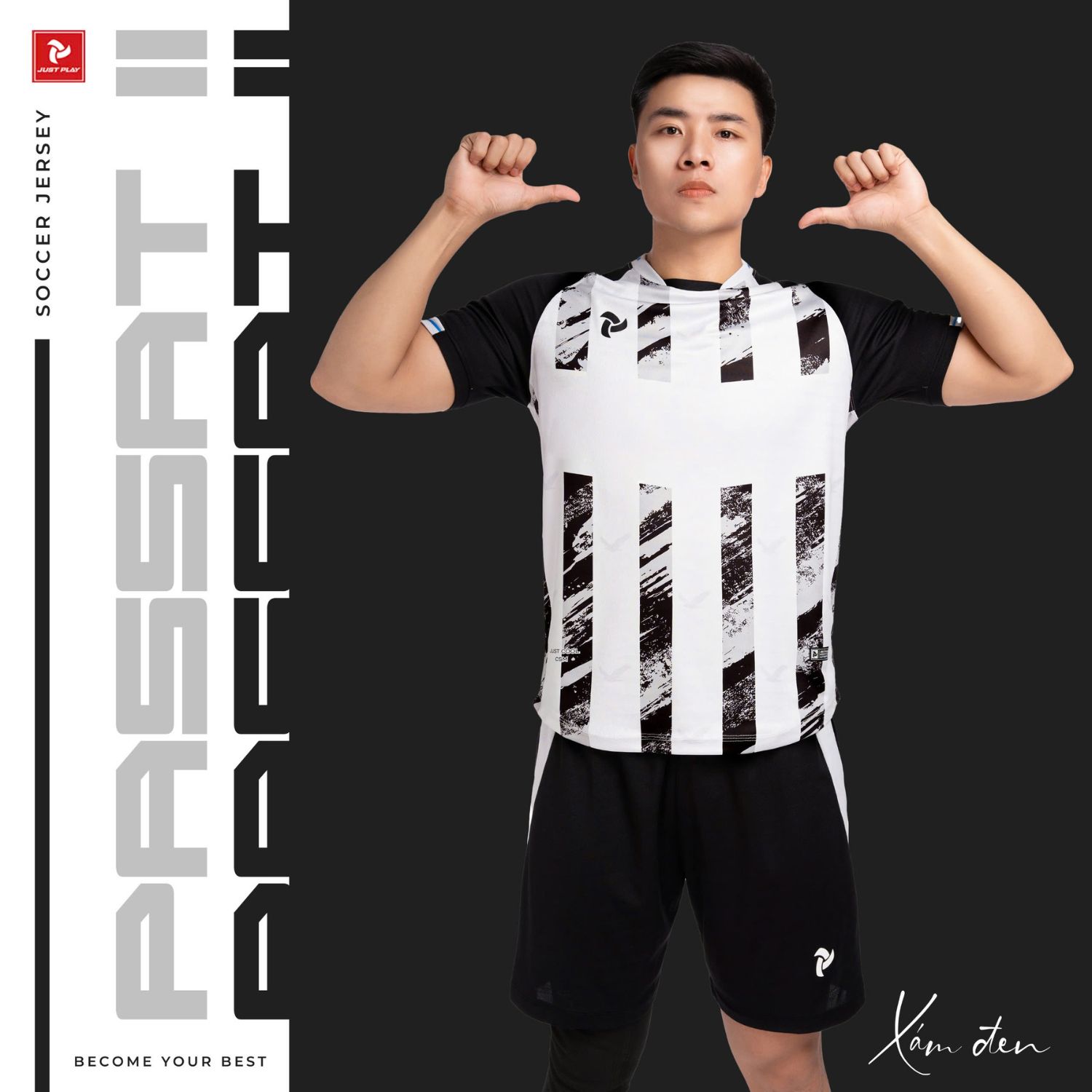Bộ Quần Áo Bóng Đá Just Play JP PASSAT II - Màu Xám Đen
