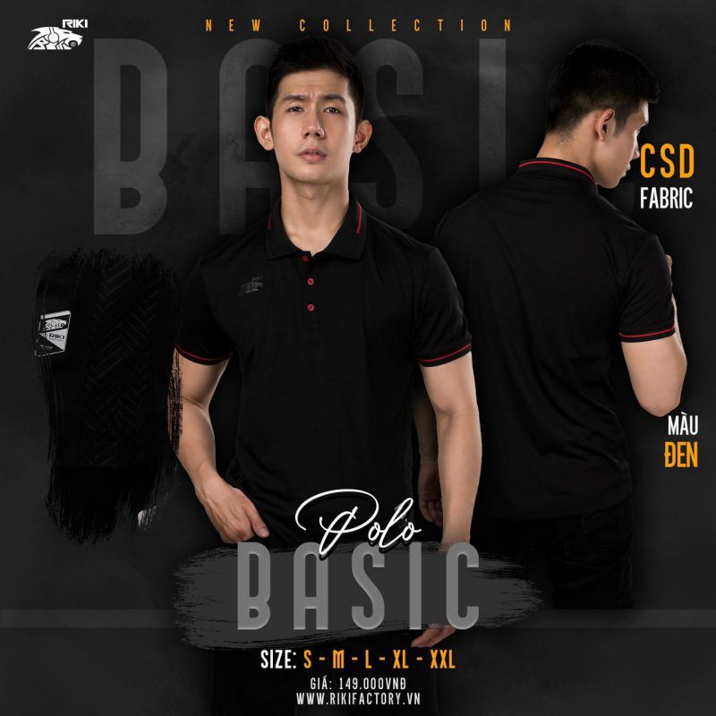 (TITLE)% Áo thun Polo Riki Basic Đen