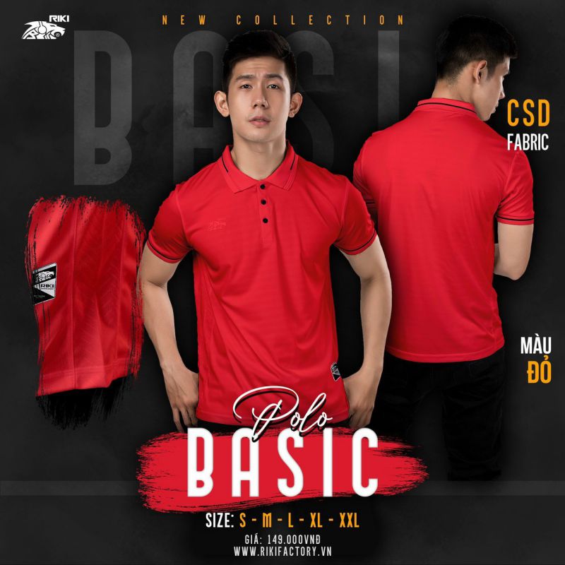 (TITLE)% Áo thun Polo Riki Basic Đỏ