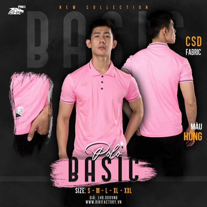 (TITLE)% Áo thun Polo Riki Basic Hồng