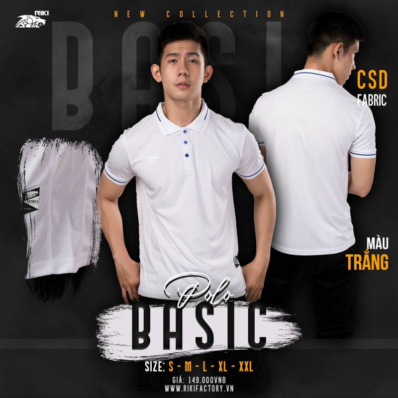 (TITLE)% Áo thun Polo Riki Basic Trắng