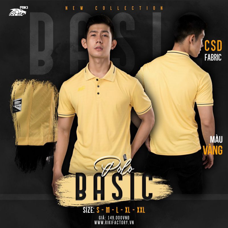 (TITLE)% Áo thun Polo Riki Basic Vàng
