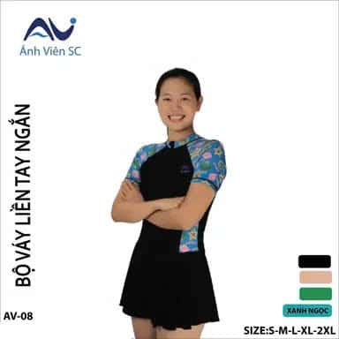  Bộ Đồ Bơi Váy Liền Tay Ngắn Ánh Viên AV08 - Màu Xanh Ngọc